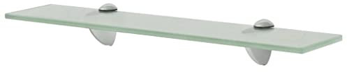 WIFESE Schwebendes Glasregal 50x20x0,8 cm Ablagen Bad Regal Regal Glas Schwebend für Wohnzimmer Badezimmer Wandregal Glas Mattiertes Weiß Gehärtetes Sicherheitsglas Glasplatte Tisch