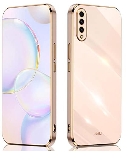 ILING Coque pour Samsung Galaxy A50, Silicone Coloré Case Protégez la Caméra, Étui Ultra-Fin Antichoc pour Femme (Rose)