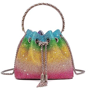 Sweetovo Bling Crystal Rhinestone Purse for Women Sparkly Clutch Handbag Crossbody Bag for Evening Wedding Party Prom