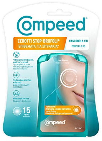 Compeed® Stop brufoli Nascondi e Vai - Cerotti Invisibili Adatti a Tutte le tonalità della Pelle- Tripla Azione Detergente, Coprente, Protettiva. Per uso quotidiano - 15 pz
