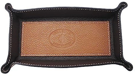 FrasiBags Vaciabolsillos de Piel Made in Italy, Bandeja de Valet Porta Objetos de Piel Rectangular (Cuero)