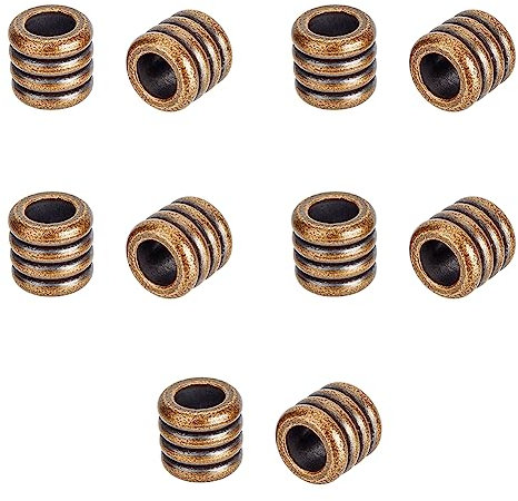 SUPERFINDINGS 10 Stück Europäische Messing Lanyard Perle Großes Loch Nonque Bronze Säulen Abstandsperlen Vintage Runde Bastelperlen Metallmesser Lanyard Perle 5.4mm Loch