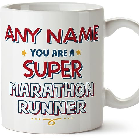 MUGFFINS Personalised Mug for Marathon Runner - in English - You are Super - Funny Custom Gift for Colleagues - Ceramic 11oz Mug