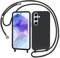 AOMYKE Handyhülle für Samsung Galaxy A55 5G Hülle mit Band, Handyband Samsung Galaxy A55 5G Hülle zum Umhängen Schutzhülle mit Kette Kordel Weich TPU Liquid Silikon Case, Schwarz
