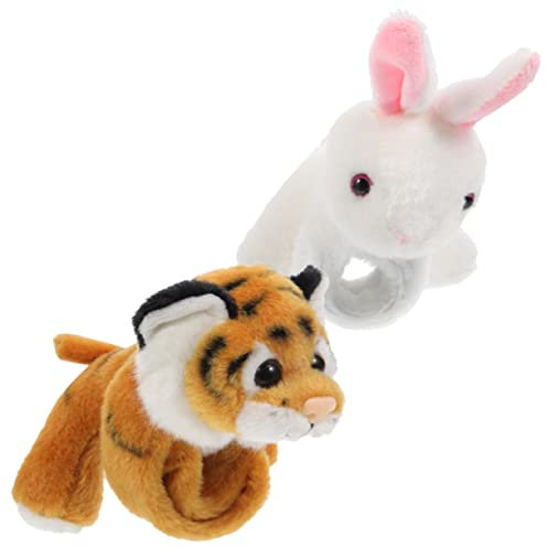 BESTonZON 2St Pop-Kreis-Armband Animal-Slap-Armbänder Snap-Armband Plüschtier Party Geschenke für Kinder Spielzeug ausgestopftes Tier Partygeschenke für Kinder ausgestopfte Tierarmbänder
