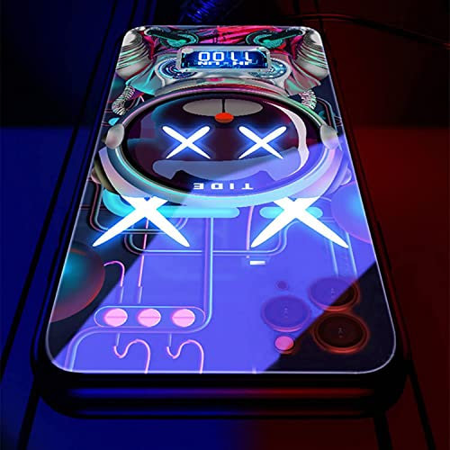 YJHWLF Mit LED-Schutzhülle für iPhone 15, bunt, leuchtend, gehärtetes Glas, stoßfest, für coole Frauen und trendige Männer, Schutzlinse, Sprachanruf, kabelloses Laden, Senden gehärteter Film (15-)