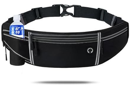 Running Belt with with Water Bottle Phone Holder, Waterproof Running Belt for Women and Men, Ultra Light Fitness Belt Running Waist Pack for Phones Waist Bag for Women Men Fit Smartphone