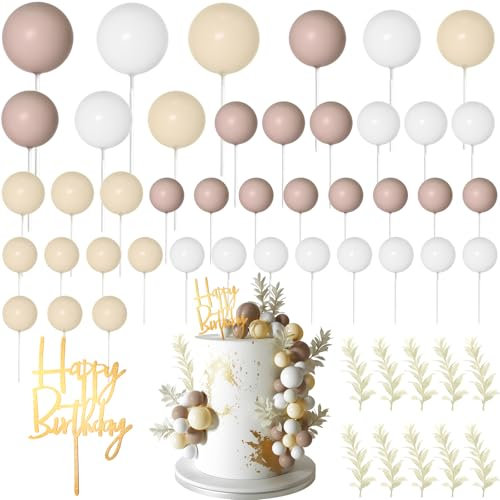 MIAHART Décoration de gâteau à thème bohème pour anniversaire, mariage, fête prénatale, fête à thème bohème (kaki, blanc, ivoire)
