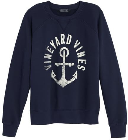 vineyard vines Women's Classic Crewneck Sweatshirt Pullover Sweater, Nautical Navy, S