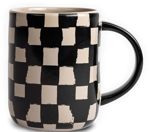 ByON Kaffeetasse Liz check aus Steingut in der Farbe Schwarz, Volumen 280ml, 5283907501