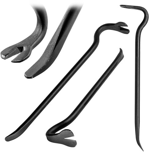 KADAX Brecheisen aus Stahl, Brechstange mit Klaue und Breiter Klinge, Nageleisen für Abriss-Arbeiten, Robuster Kuhfuß, Nagelschlitze, Nagelzieher (Schwarz 44 cm)