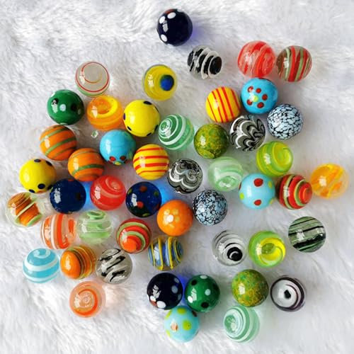 20 Stück Glasmurmeln, Bunte Katzenaugen, Transparent Handgefertigte Glasmurmeln, Bunte Murmeln, Kinder Murmelspiel 16mm Deko Glas Spielzeug