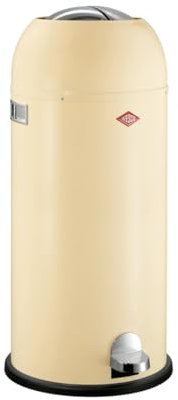 Wesco Kickmaster Maxi Abfallsammler in der Farbe mandel, pulverbeschichtetes Stahlblech, eingebauter Dämpfer, 40 Liter Volumen, großer Einwurf
