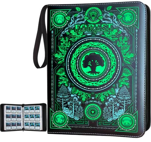 MTGPRO Sammelkartenbuch, 9 Taschen, Kartenbinder mit Hüllen, 720 doppelseitige Tasche, Premium-Sammelkartenalbum, Kartensammelmappe für MTG, TCG, Yugioh, Spielkarten (grün)