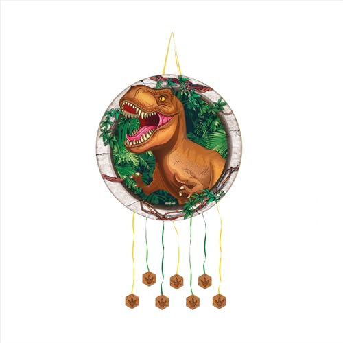 OHYEAH - Dinosaurier-Pinata Rex Geburtstag groß - Dekoration für Kinderpartys Jungen und Mädchen, große Pinata zum Befüllen mit Spielzeug und Süßigkeiten, 1 Stück Pinata aus Karton, Ø 47 cm,