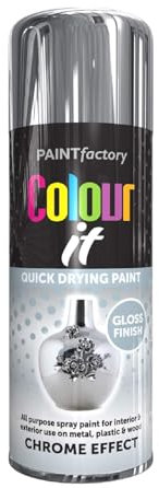 SDMAX Chrome Effect Spray Paint, Gloss Finish, Quick Drying, Long Lasting, Non-Cracking, Easy To Use, Lightweight And Portable, Interior And Exterior Use, 400ml (1PCS)