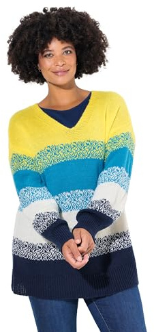 Angel of Style Damen große Größen Übergrößen Plus Size Pullover, Oversized, Colorbocking, Seitenschlitze helltürkis 58+ 835198750-58+