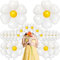 Goping Daisy Balloons 20 pcs White Daisy Flower Balloon Set Reusable Party Decorations for Birthday Wedding Ceremony Garden Beauty, 2 Extra Huge, 4 Huge, 14 Medium and 10 Fittings