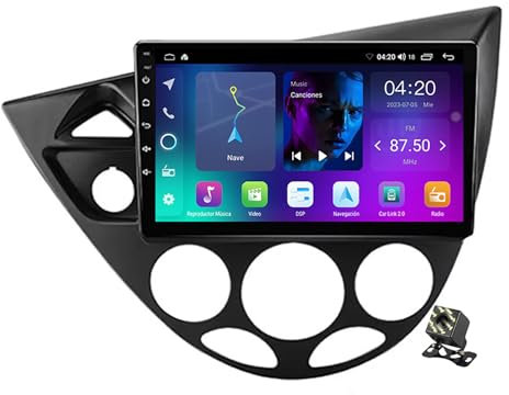 OAUSZC Android 13 Autoradio Estéreo GPS para Ford Fiesta 1995-2001 Focus MK1 1998-2004 Radio de Coche Soporte Carplay/Android Auto Control del Volante FM 4G WiFi BT+Cámara Trasera,Nf1/1+32g