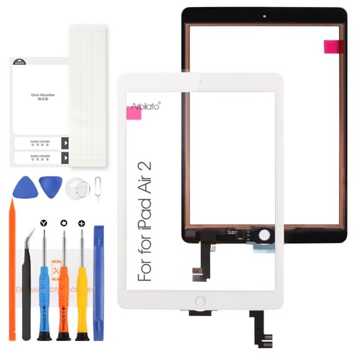 Arbilato Écran tactile pour iPad Air 2 2018 9,7, numériseur pour iPad Air2 A1566 A1567 en verre tactile avec outils (pas d'affichage LCD) (blanc)