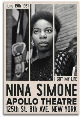 Maplecaroov Poster auf Leinwand, Motiv: Nina Simone (5), Vintage-Musik und Filme, ästhetisches Poster, dekoratives Gemälde, Wohnzimmer, Schlafzimmer, Dekoration, 30 x 45 cm, ungerahmt