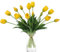 Laelfe 10 Pcs Artificial Tulips Flowers, 40 cm Long Stem Real Touch Latex Tulip Bouquet, Fake Tulips for Office Wedding Party Home Kitchen Garden Decoration (Yellow)
