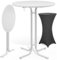 Casaria® Stehtisch mit Husse 70 cm Klappbar Grau Rund Holz Metall Pulverbeschichtet Wetterfest Hoch Set Hochzeit Bistrotisch Bartisch Garten Tisch