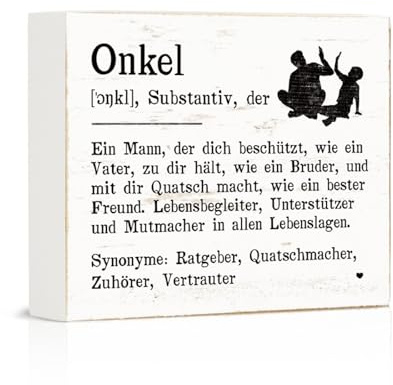 Putuo Decor Holzbox-Schild Onkel – Definition im Wörterbuch-Stil – Dekoschild für Lieblingsonkel als Geschenk
