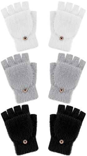 Geyoga 3 Fingerlos Handschuhe | Winter Thermohandschuhe, Warme Wandelbare Flip Fäustlinge, Mit Fingerlos Design, Für Kalte Wintertage