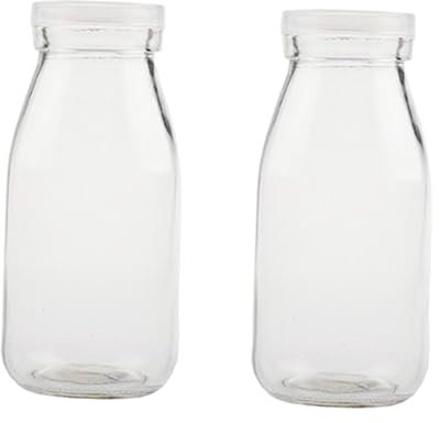 TOPPERFUN Lot De 2 Bouteilles De Lait Résistantes Aux Températures Petites Bouteilles De Lait Pour Bébé Pots À Lait Bouteille De Boisson Avec Bouteille De Lait En Verre