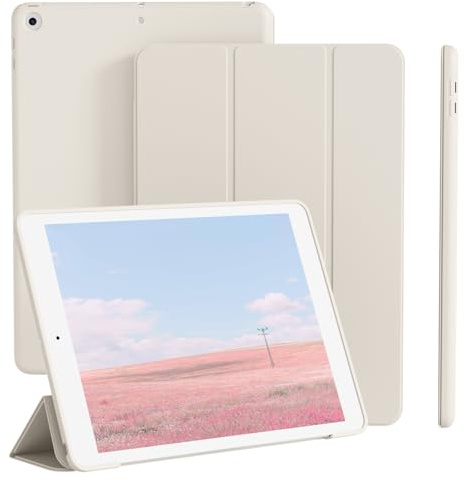 KTGGHG Ultra-Fin Étui Souple pour iPad 10,2 Pouces 9e/8ème/7ème Génération | Housse Étui de Protection sans Porte-Stylet Intégré, Ultra Fin Housse en TPU, Auto Réveil/Sommeil pour iPad 10.2, Blanc crème