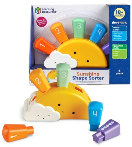 Learning Resources Sunshine Shape Sorter, Fine Motor Skills, Numbers Matching Skills Activities, Montessori Toddler Toys, Sensory Bin for Kids, Preschool Activities, Girls and Boys Gifts