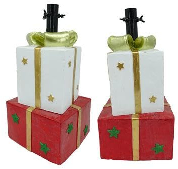 MA MAISON Base Supporto per Albero di Natale 150/180H CM- Pacchi Regalo, Fiocco, Stelle, in Magnesia, Decorazione, Base di Metallo -Kit di Fisaggio (27,5x25x50h cm)