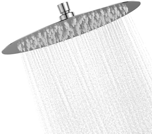 Pommeau de Douche Pluie 30cm, Tête de Douche Anti-Calcaire en Acier Inoxydable 304, Douche à Pluie avec Distribution d'Eau Uniforme, Installation Facile, Design Argenté Moderne