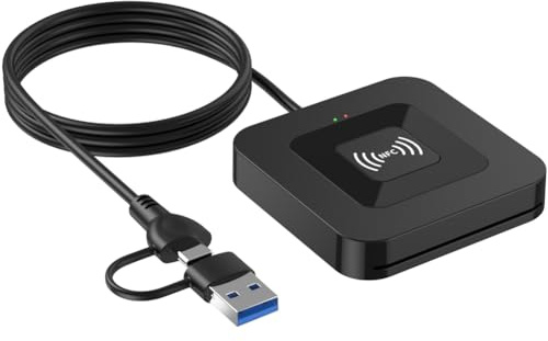 Bosiyrggrl IC-Kartenleser USB 2.0 Smart Card Reader 2-In-1 mit und NFC für Bank-ATM und Steuerberichterstattung