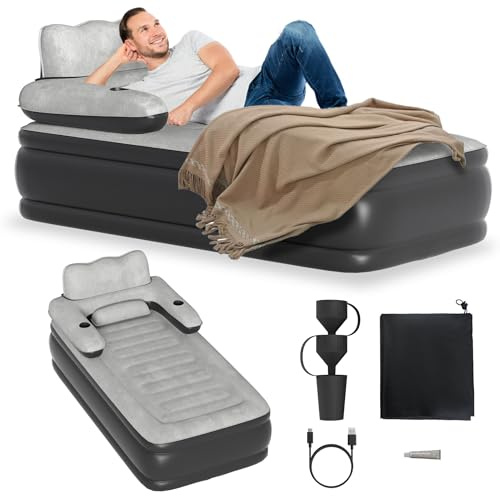 UISEBRT Aufblasbare Matratze für 1 Personen,Luftmatratze Selbstaufblasend mit Kopfteil,Luftbett Gästebett max 250kg für Camping Zuhause -190 x 99 x 80.5 cm