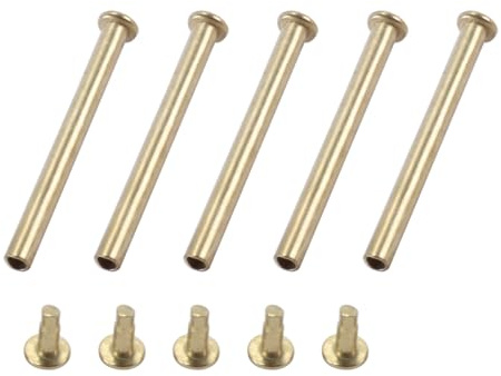 Huba 5PCS Metal Fan Rivets 29mm Round Head Golden Nails for Repair Folding Fan Pins Replacement Parts 2.8mm Shank Diameter