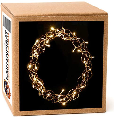 Gartenpirat Lichterkranz Ø 40 cm aus Kupferdraht Lichterkette 40 LED warmweiß mit Timer Weihnachtsbeleuchtung zum Aufhängen Weihnachtsdeko Türkranz für innen