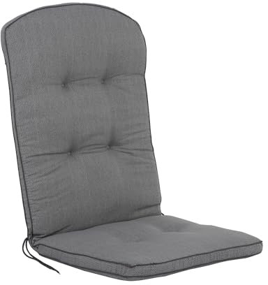 Dajar Patio Stuhlauflage grau Hochlehner 111 x 48 cm Sitzpolster mit Schnüren Band am Rücken