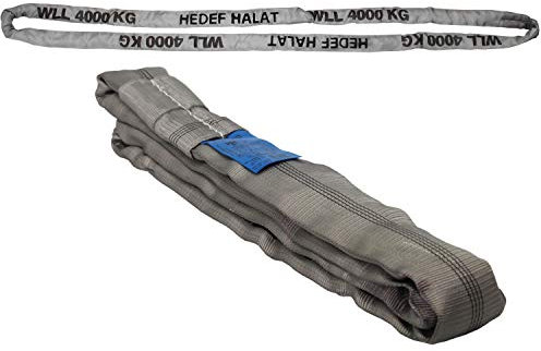 Rundschlinge 4000kg Tragkraft, 3m Umfang, endlos mit Polyesterkern, Hebegurt Hebeband, Grau