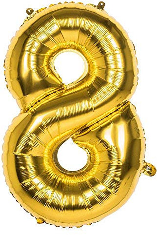 Boland - Folienballon Zahl, Größe 86 cm, Gold, Zahlenballon, Nummer, Ballon, Luftballon, Geburtstag, Jubiläum, Kindergeburtstag, Dekoration, Geschenk