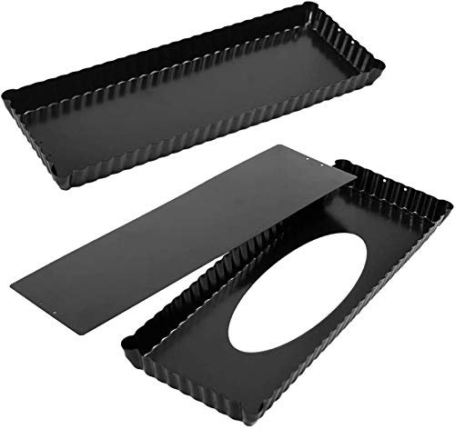 Webake Quiche-Backform aus Karbonstahl, antihaftbeschichtet, rechteckig, mit abnehmbarem Boden, 35,6 cm, 2 Stück