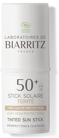 Laboratoires de Biarritz - Getönter Sonnenstick - LSF50 - ALGA MARIS® Bio-zertifiziert - Beige - Schützt und kaschiert Narben und Unregelmäßigkeiten - 9g - Made in France