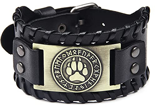 Verstellbares Lederarmband Wolf Krallenmuster Vintage Titan Herren-Armband