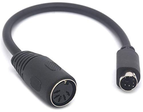 Adaptador de cable de teclado PS/2 a AT - Mini DIN macho de 6 pines a 5 pines MIDI hembra adaptador de teclado (5 hembra a 6 macho)