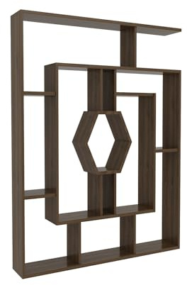 DECOROTIKA 53 Labrina Geometric Bookcase for Home & Office (Full Walnut)