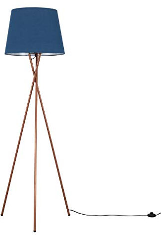 MiniSun | Modern Copper Metal Floor Lamp with a Navy Blue Tapered Shade | Floor Lamps & Torchieres, Home Décor & Improvement Essential | Includes 6W LED Bulb [3000K Warm White]