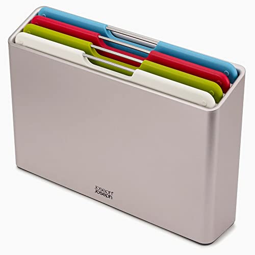 Joseph Joseph Folio Juego de 4 tablas de cortar con código de color y estuche para guardarlas (Regular) - Plata