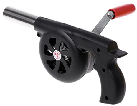 Esweny Outdoor Cooking BBQ Fan Air Blower,Mini Hand Crank Fan Air Blower Grill Picnic Camping Stove Accessories for Barbecue Fire Bellows Hand Crank Tool (Black)