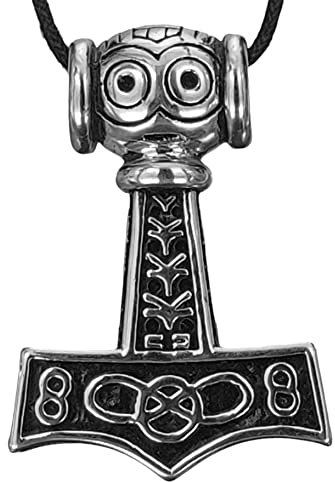 Kiss of Leather Colgante grande de martillo de Thor de acero inoxidable nº 65, Acero inoxidable